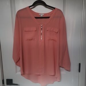 Womens Relaxed Vintage 1946 Pink 3/4 Sleeve Boxy Blouse Size Large